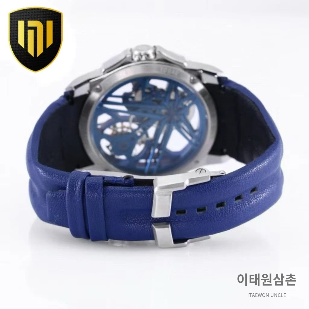 로저드뷔 엑스칼리버 플라잉 투르비용 스켈레톤 블루다이얼 오토매틱 42mm 네이비 러버 스트랩