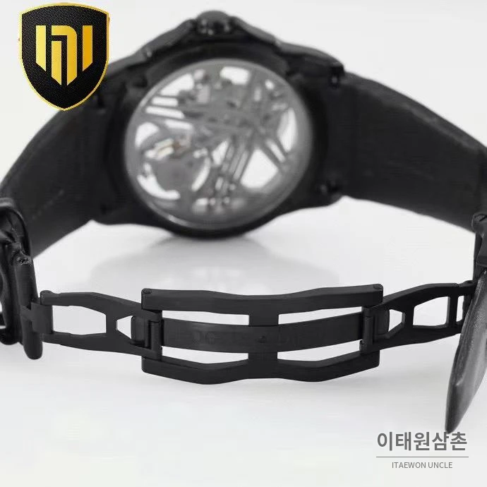 로저드뷔 엑스칼리버 플라잉 투르비용 스켈레톤 블루다이얼 오토매틱 42mm 블랙 러버 스트랩