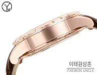 로저드뷔 엑스칼리버 로즈골드 스켈레톤 더블투르비옹 수동 45mm 화이트 다이얼 브라운 가죽 스트랩 로즈골드 베젤