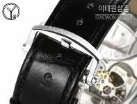 로저드뷔 엑스칼리버 로즈골드 스켈레톤 더블투르비옹 수동 45mm 블랙 다이얼 블랙 가죽 스트랩 실버 베젤