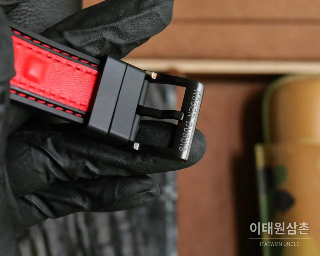 로저드뷔 엑스칼리버 스켈레톤 더블밸런스 DLC 티타늄 오토매틱 46mm 스켈레톤 다이얼 레드 러버 스트랩