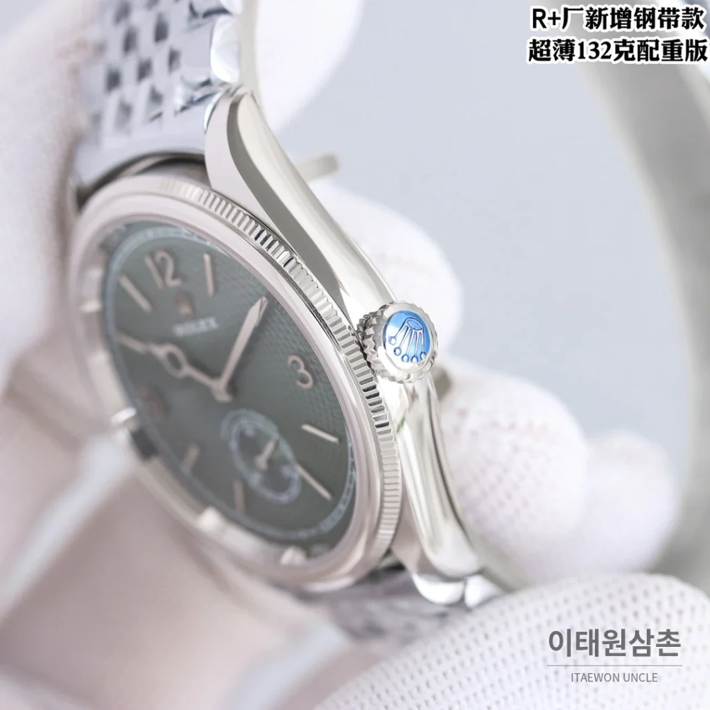 롤렉스 1908 스틸브레이슬릿 투핸즈다이얼 오토매틱 39mm (2)