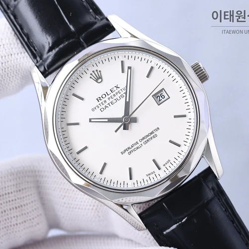 롤렉스 2025 316L 스틸 카프스킨 스트랩 워치 40mm