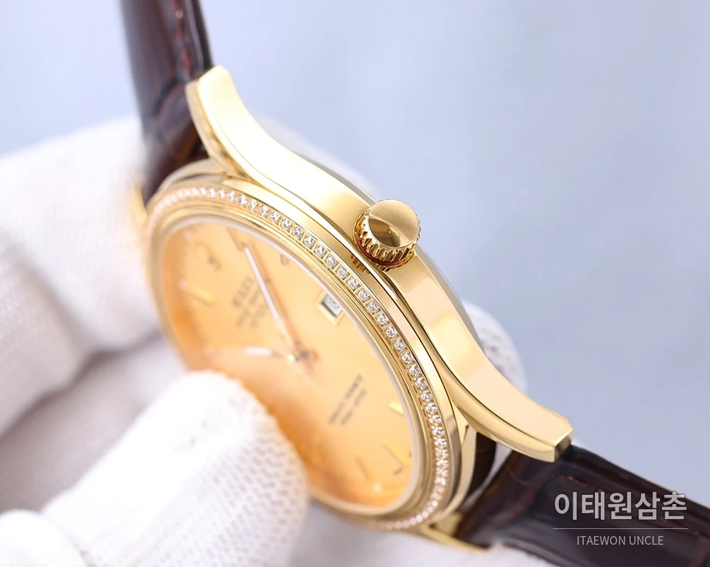 롤렉스 2025 316L 스틸 카프스킨 스트랩 워치 40mm