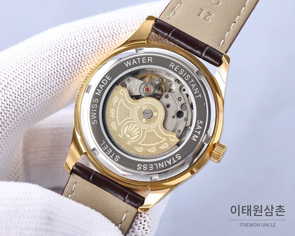 롤렉스 2025 316L 스틸 카프스킨 스트랩 워치 40mm