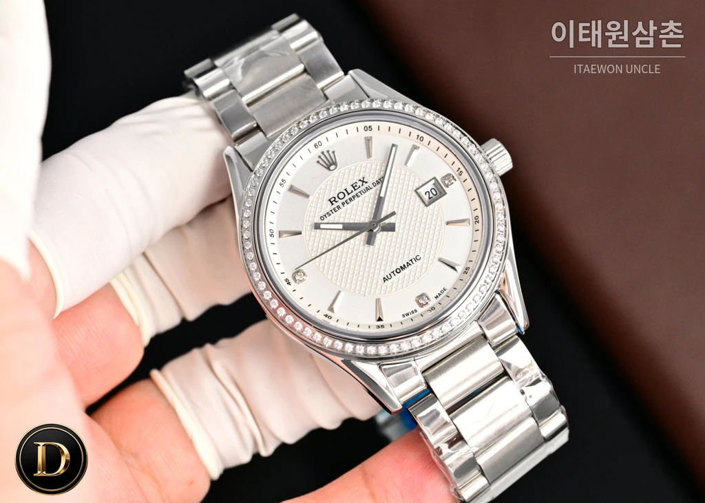 롤렉스 2026 316L 스틸 카프스킨 스트랩 워치 40mm