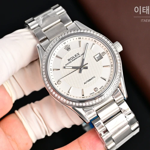 롤렉스 2026 316L 스틸 카프스킨 스트랩 워치 40mm