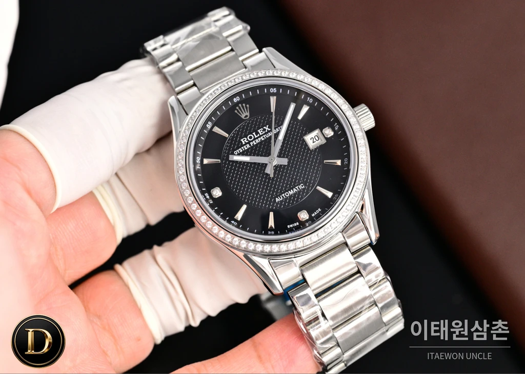 롤렉스 2026 316L 스틸 카프스킨 스트랩 워치 40mm