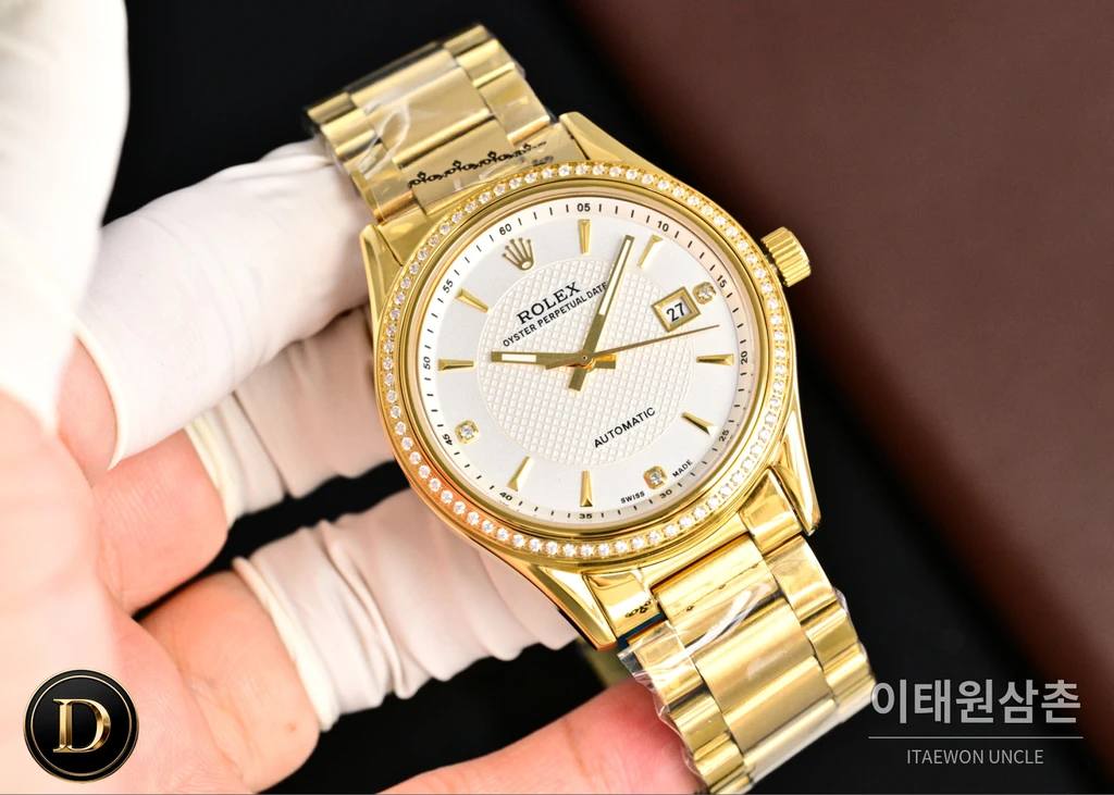 롤렉스 2026 316L 스틸 카프스킨 스트랩 워치 40mm