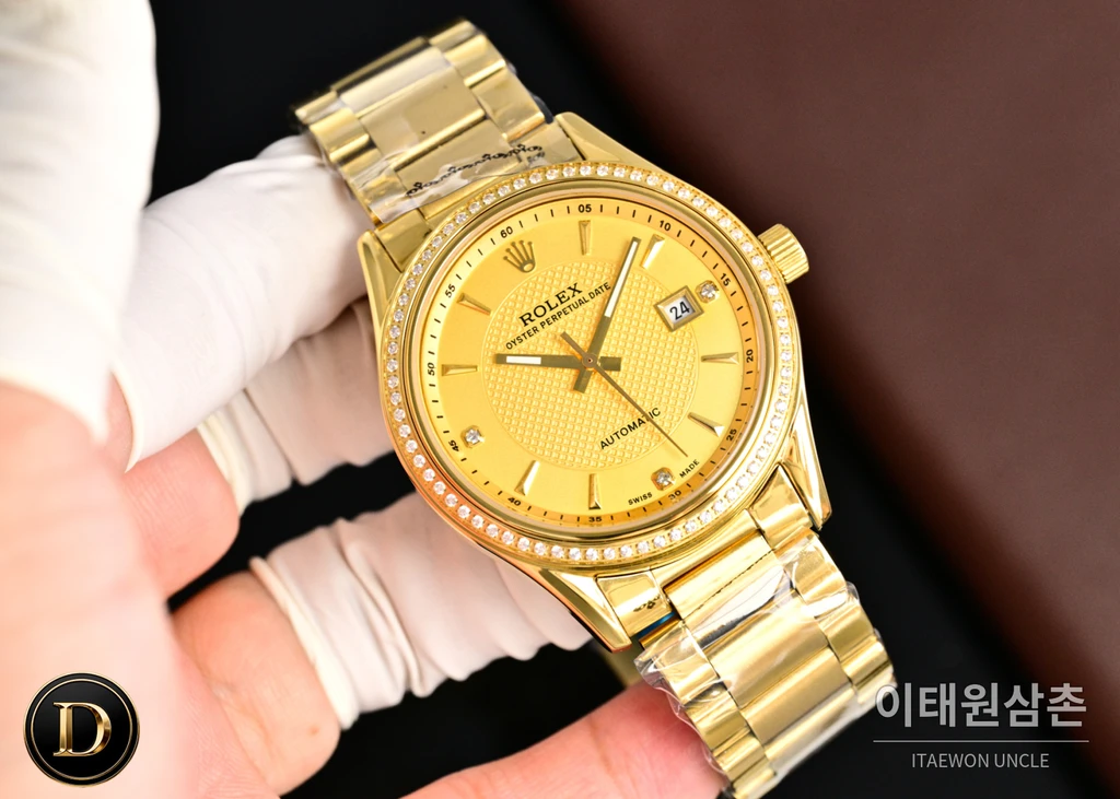 롤렉스 2026 316L 스틸 카프스킨 스트랩 워치 40mm