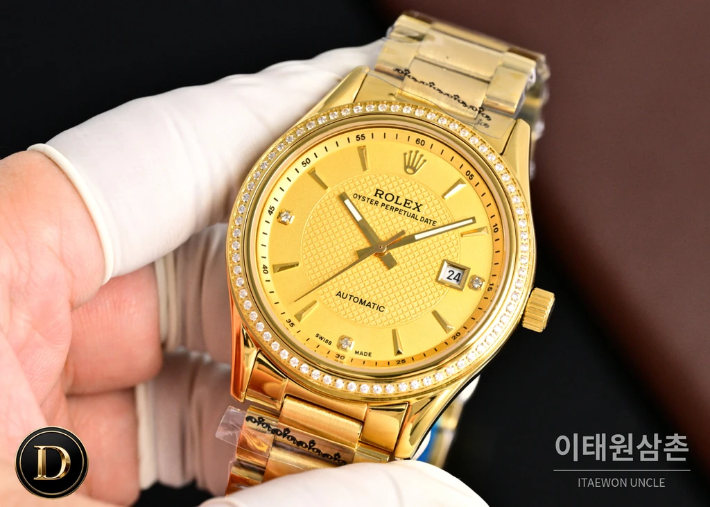 롤렉스 2026 316L 스틸 카프스킨 스트랩 워치 40mm