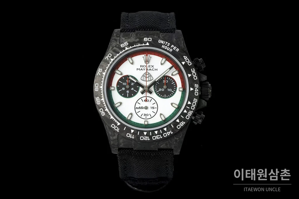롤렉스 ANT 블랙카본 파이버 MAYBACH 엠블럼 커스텀 데이토나 크로노그래프 오토매틱 40mm