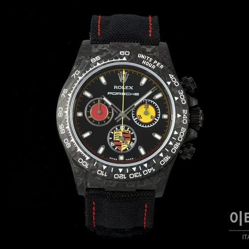 롤렉스 ANT 블랙카본 파이버 PORSCHE 엠블럼 커스텀 데이토나 크로노그래프 오토매틱 40mm