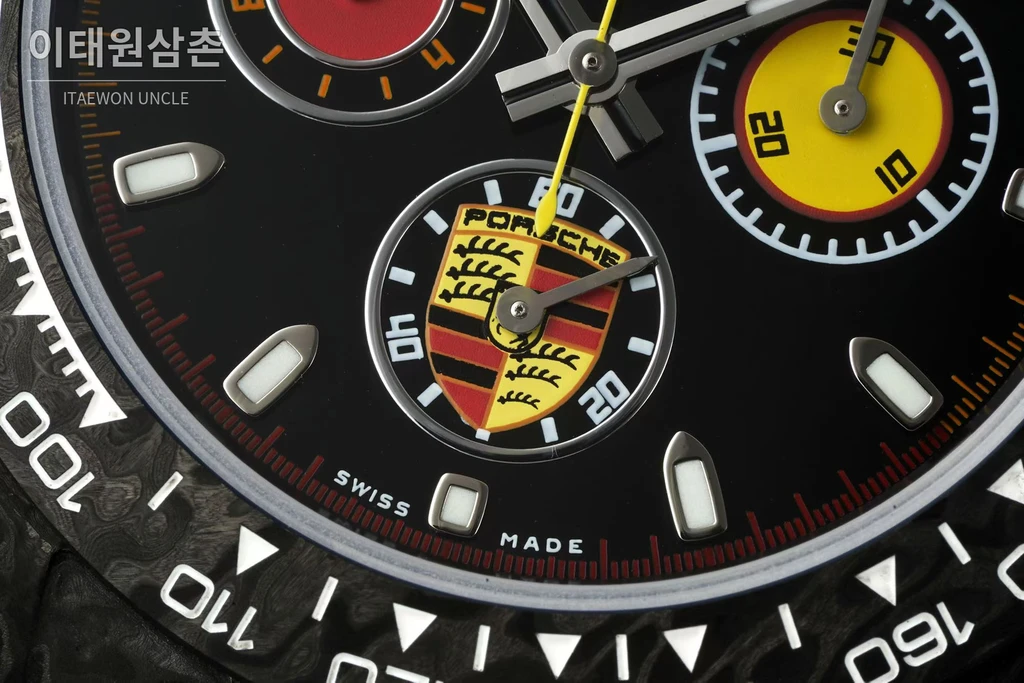 롤렉스 ANT 블랙카본 파이버 PORSCHE 엠블럼 커스텀 데이토나 크로노그래프 오토매틱 40mm