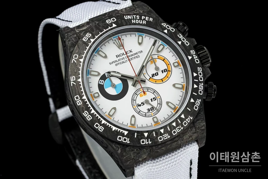 롤렉스 ANT 블랙카본 파이버 BMW엠블럼 커스텀 데이토나 크로노그래프 오토매틱 40mm