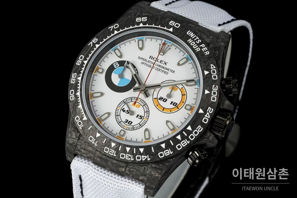 롤렉스 ANT 블랙카본 파이버 BMW엠블럼 커스텀 데이토나 크로노그래프 오토매틱 40mm
