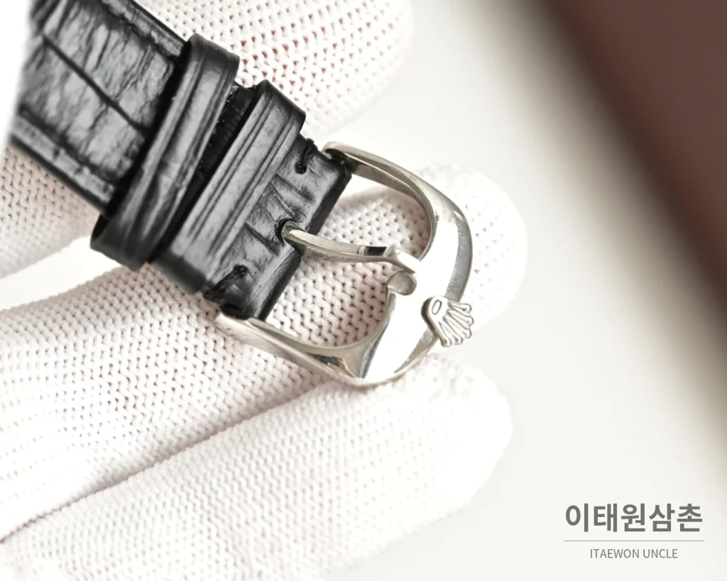롤렉스 오토매틱 40mm 실버 다이얼 블랙 가죽 스트랩 (2)