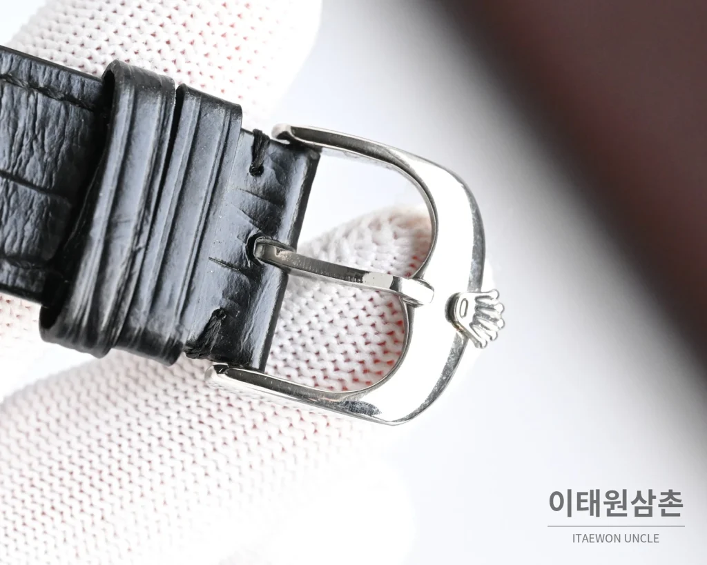롤렉스 오토매틱 40mm 실버 다이얼 블랙 가죽 스트랩 (3)