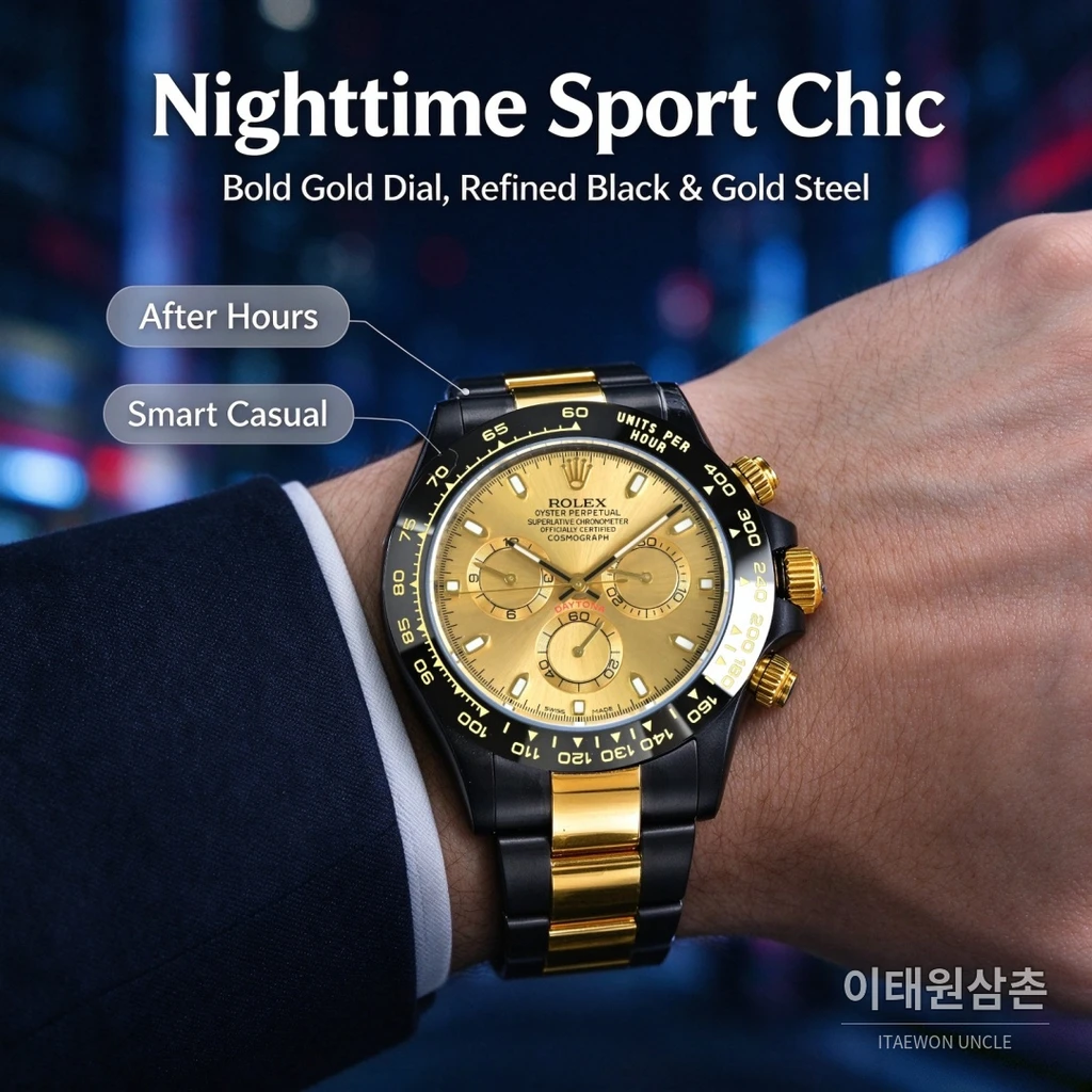 롤렉스 블라켄 데이토나 샴페인골드 선레이 블랙골드 크로노그래프 40mm