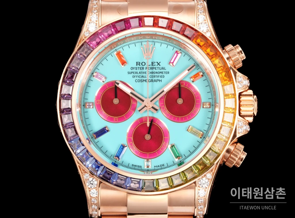 롤렉스 블라켄 데이토나 로즈골드 루비핑크 사파이어 브레이슬릿 오토매틱 40mm