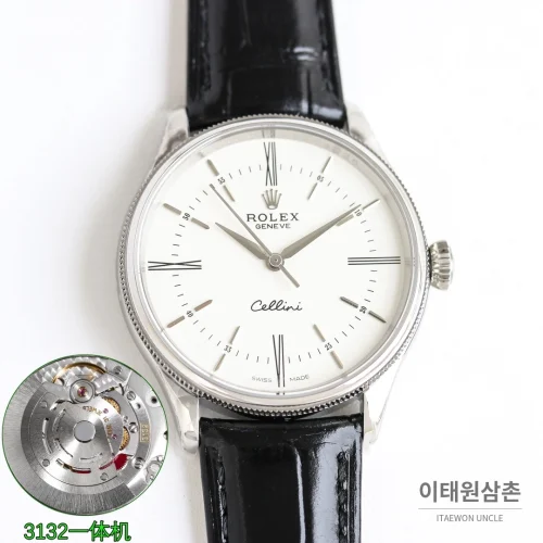 롤렉스 첼리니 오토매틱 39mm 화이트 다이얼