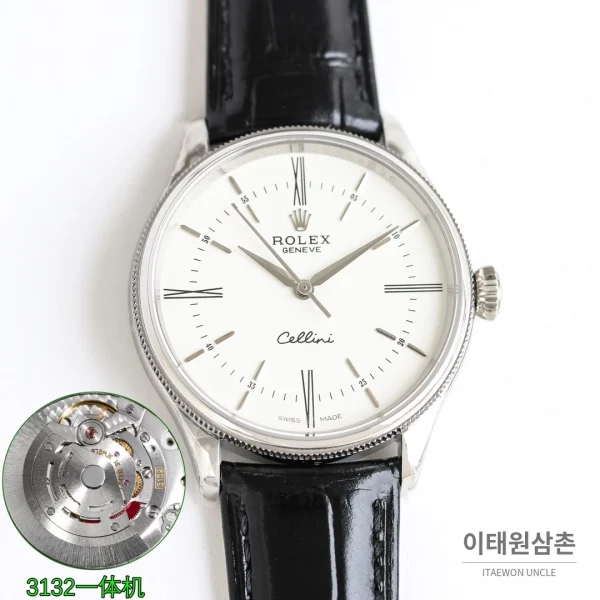 롤렉스 첼리니 오토매틱 39mm 화이트 다이얼