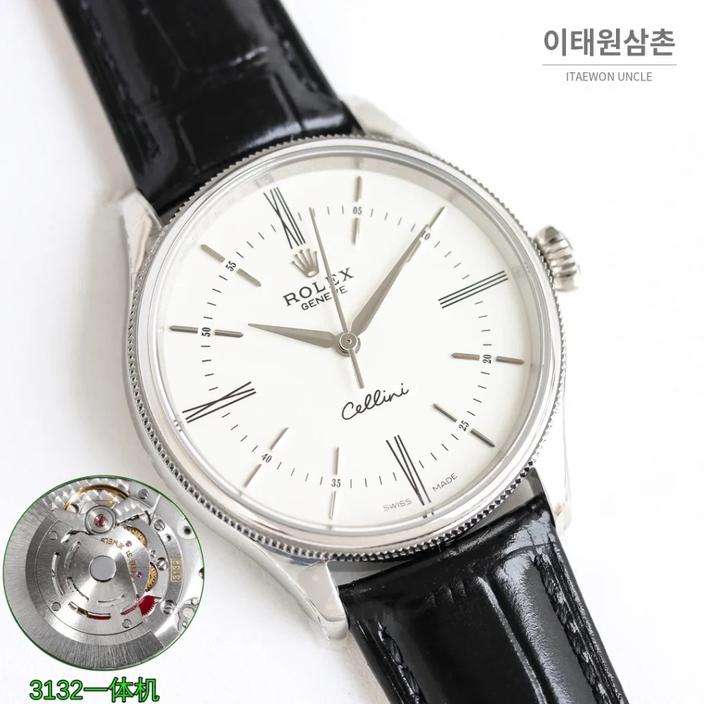 롤렉스 첼리니 오토매틱 39mm 화이트 다이얼