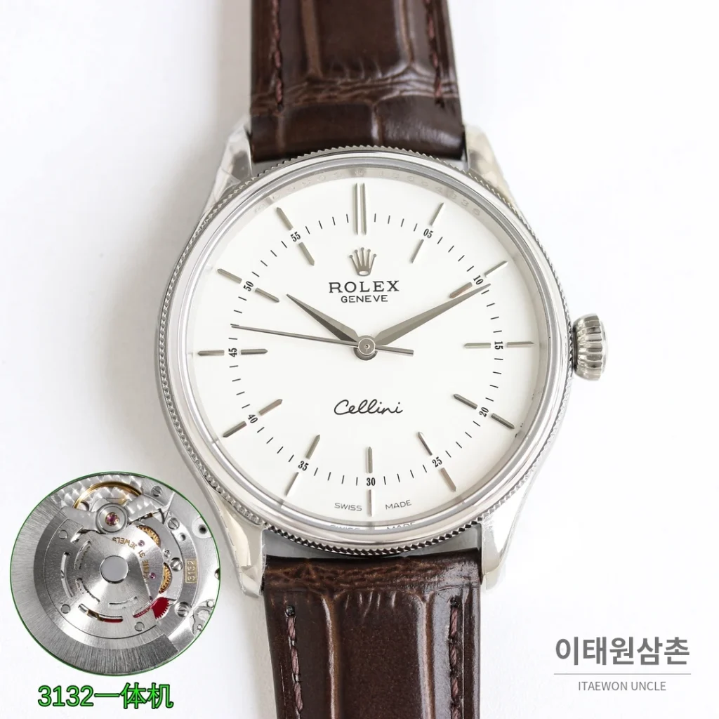 롤렉스 첼리니 오토매틱 39mm 화이트 다이얼
