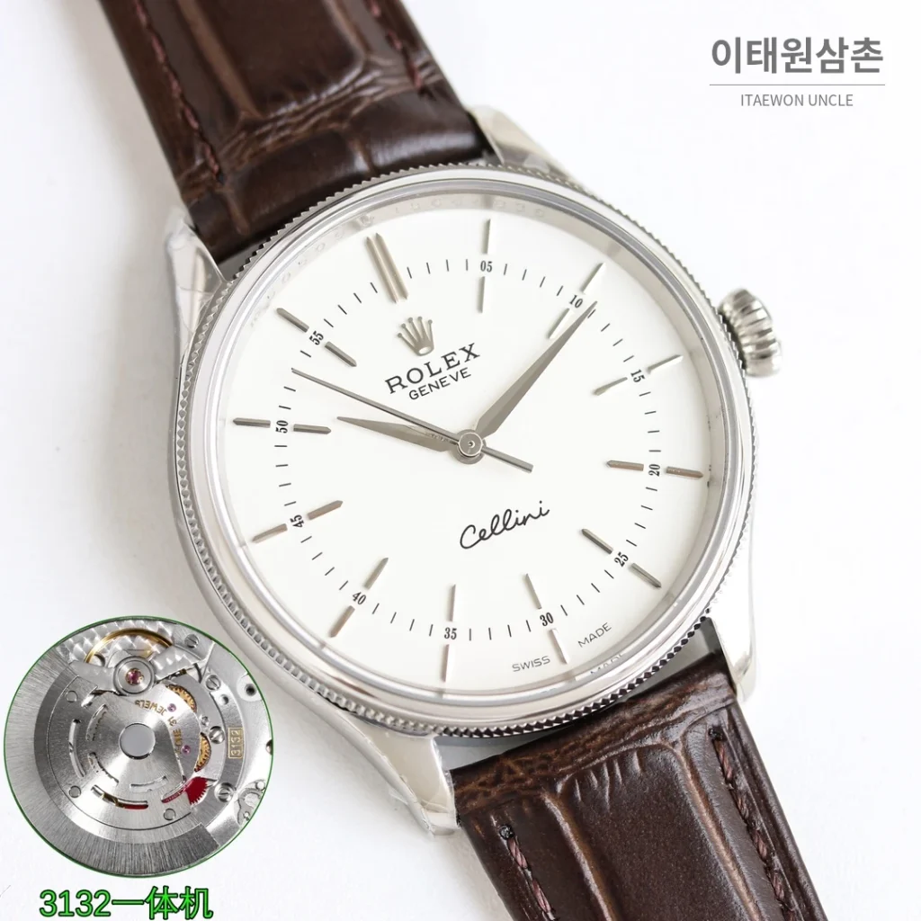 롤렉스 첼리니 오토매틱 39mm 화이트 다이얼