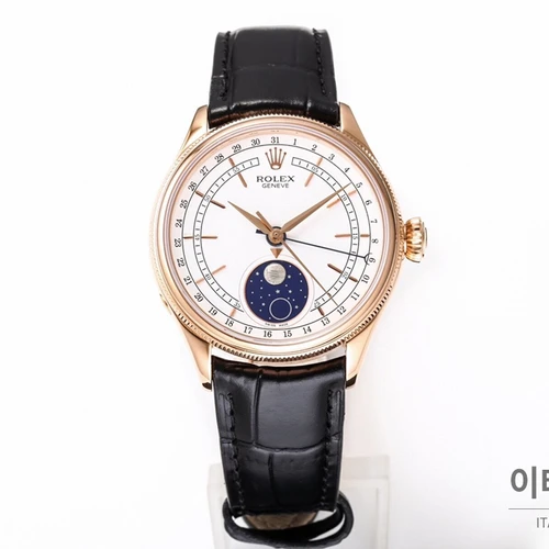 롤렉스 첼리니 문페이즈 18K 로즈 골드 메테오라이트 문페이즈 오토매틱 39mm 롤렉스 첼리니 문페이즈 18K 로즈 골드 메테오라이트 문페이즈 오토매틱 39mm