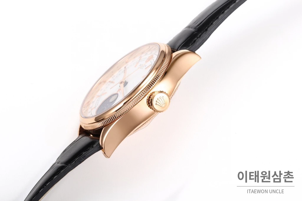 롤렉스 첼리니 문페이즈 18K 로즈 골드 메테오라이트 문페이즈 오토매틱 39mm