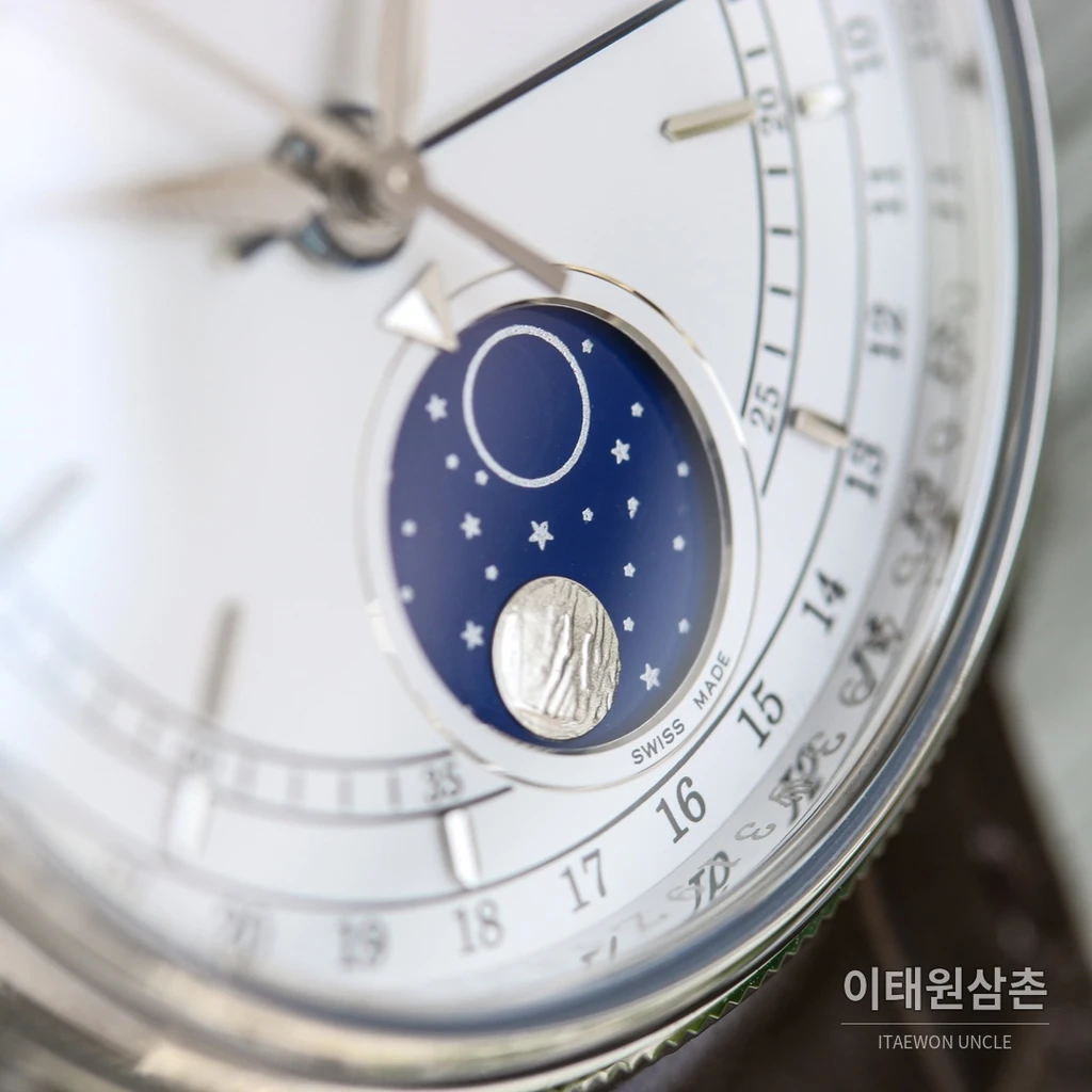 롤렉스 첼리니 문페이즈 스틸 실버 베젤 화이트 다이얼 오토매틱 39mm