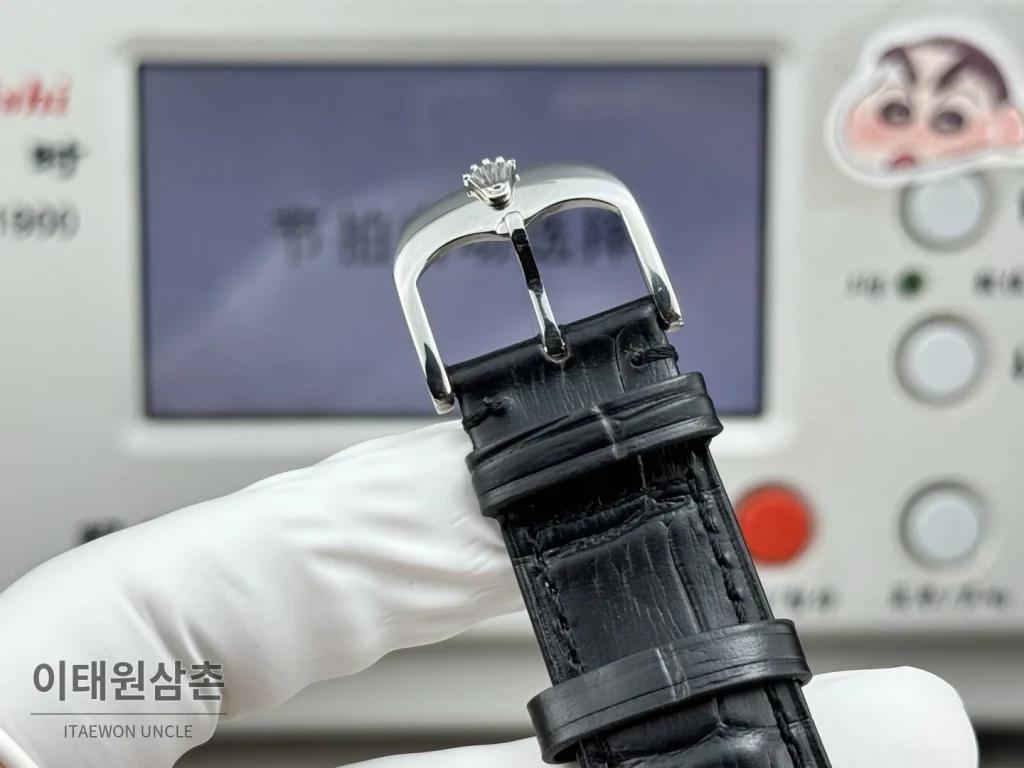 롤렉스 셀리니 문페이즈 블루에나멜 오토매틱 40mm 실버 블랙 가죽 스트랩