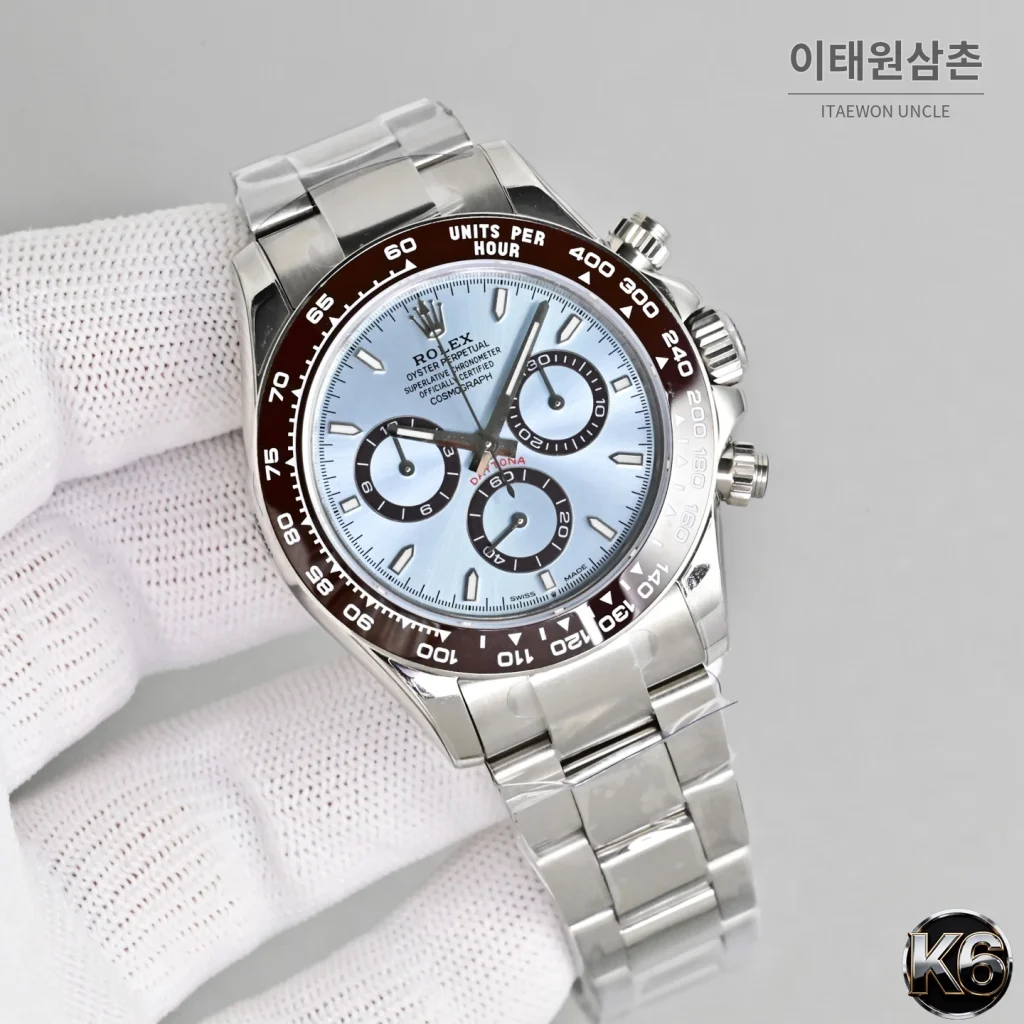 롤렉스 코스모그래프 데이토나 950 플래티넘 브라운베젤 아이스블루 크로노그래프 오토매틱 40mm