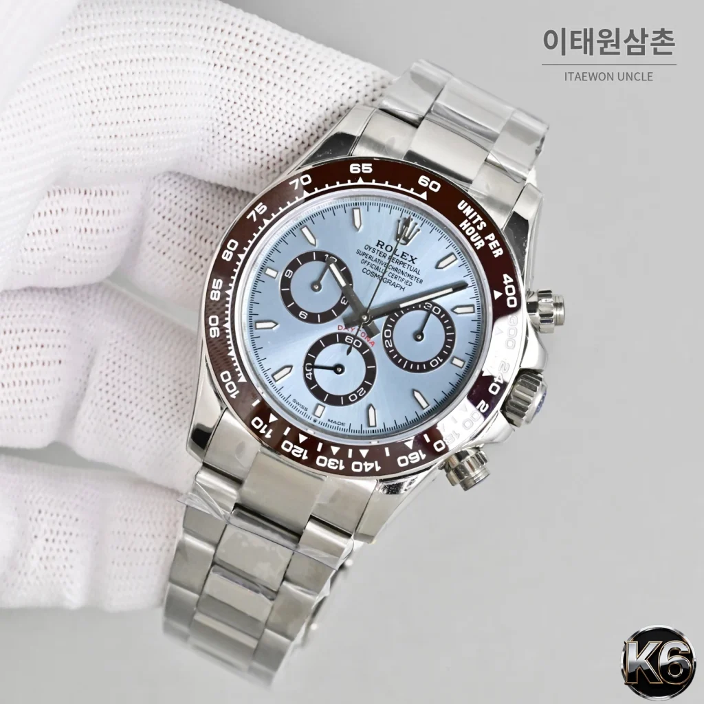 롤렉스 코스모그래프 데이토나 950 플래티넘 브라운베젤 아이스블루 크로노그래프 오토매틱 40mm