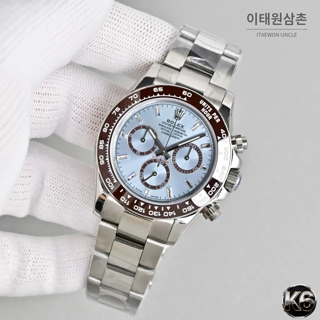 롤렉스 코스모그래프 데이토나 950 플래티넘 브라운베젤 아이스블루 크로노그래프 오토매틱 40mm