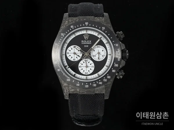 롤렉스 코스모그래프 데이토나 카본 스켈레톤백 크로노그래프 40mm 블랙 다이얼 블랙 나일론 스트랩 그레이 베젤