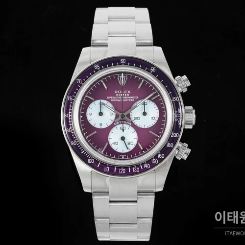 롤렉스 코스모그래프 데이토나 실버베젤 버건디다이얼 스켈레톤 크로노그래프 40mm