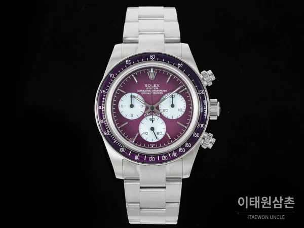 롤렉스 코스모그래프 데이토나 실버베젤 버건디다이얼 스켈레톤 크로노그래프 40mm 롤렉스 코스모그래프 데이토나 실버베젤 버건디다이얼 스켈레톤 크로노그래프 40mm