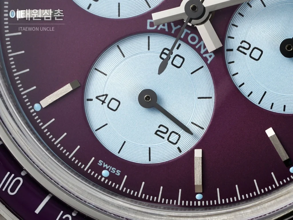롤렉스 코스모그래프 데이토나 실버베젤 버건디다이얼 스켈레톤 크로노그래프 40mm