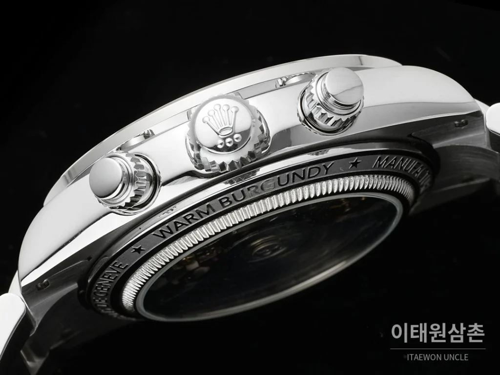 롤렉스 코스모그래프 데이토나 실버베젤 버건디다이얼 스켈레톤 크로노그래프 40mm