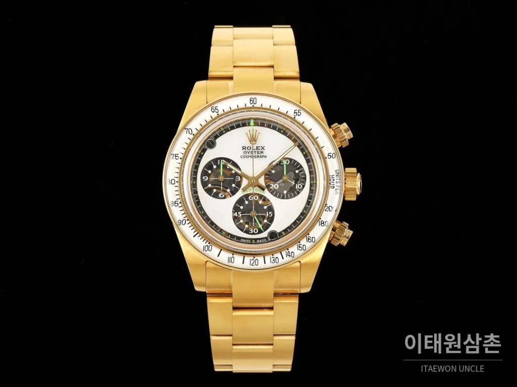 롤렉스 코스모그래프 데이토나 옐로우골드 화이트다이얼 스켈레톤 크로노그래프 40mm