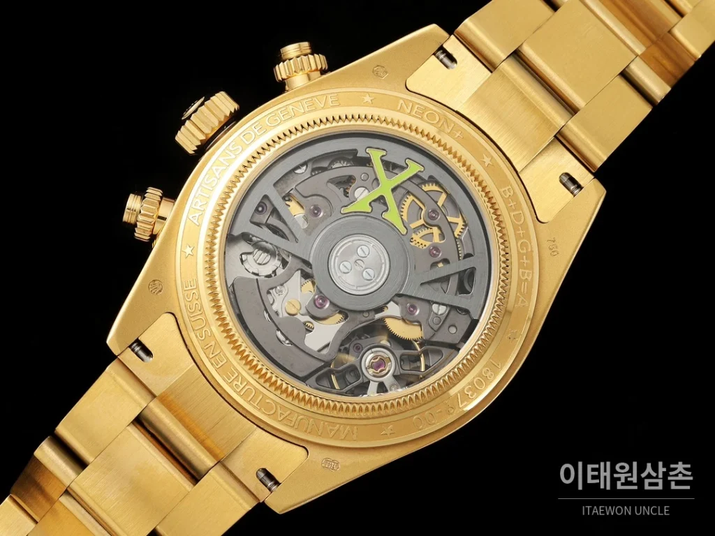 롤렉스 코스모그래프 데이토나 옐로우골드 화이트다이얼 스켈레톤 크로노그래프 40mm