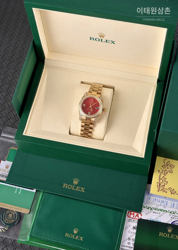 롤렉스 데이트저스트 31 자개 컬러 다이얼 다이아 세팅 오토매틱 31mm 골드 브레이슬릿 (2)