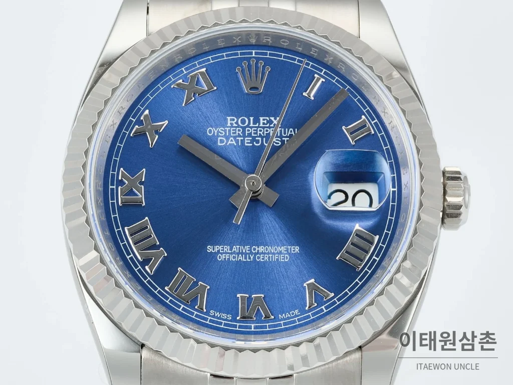 롤렉스 데이트저스트 36 904L 스틸 오토매틱 36mm 블루 다이얼