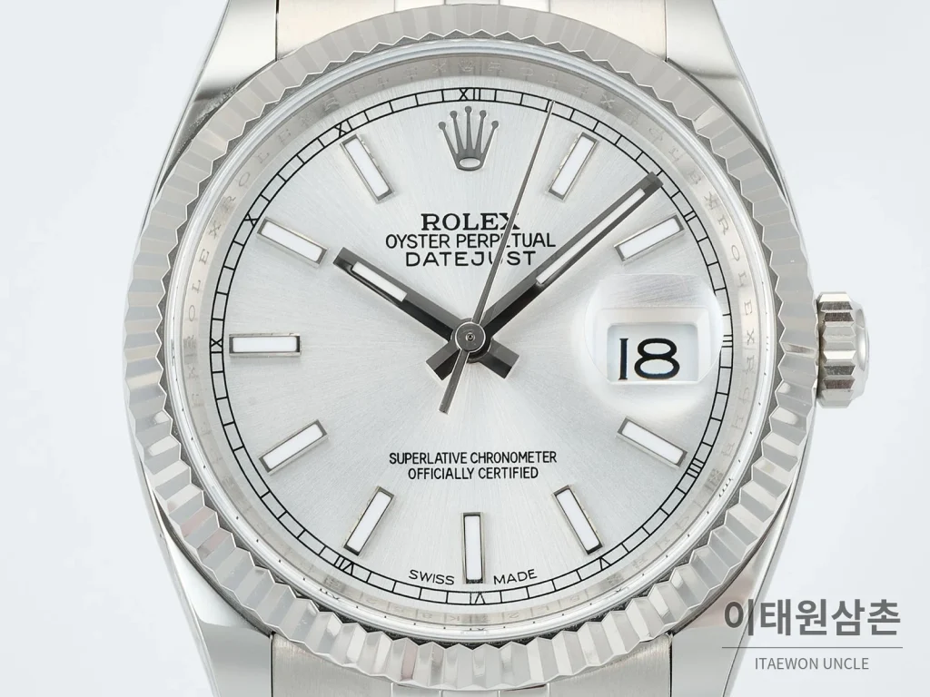 롤렉스 데이트저스트 36 904L 스틸 오토매틱 36mm 실버 다이얼