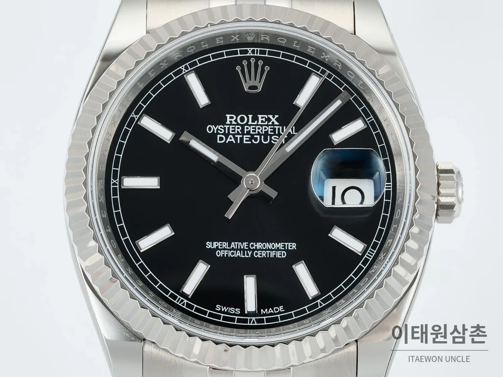 롤렉스 데이트저스트 36 904L 스틸 오토매틱 36mm 블랙 다이얼 (3)