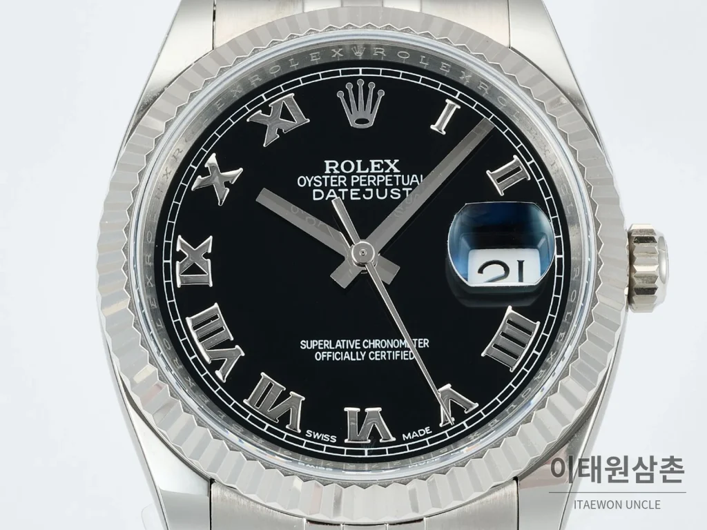 롤렉스 데이트저스트 36 904L 스틸 오토매틱 36mm 블랙 다이얼 (4)
