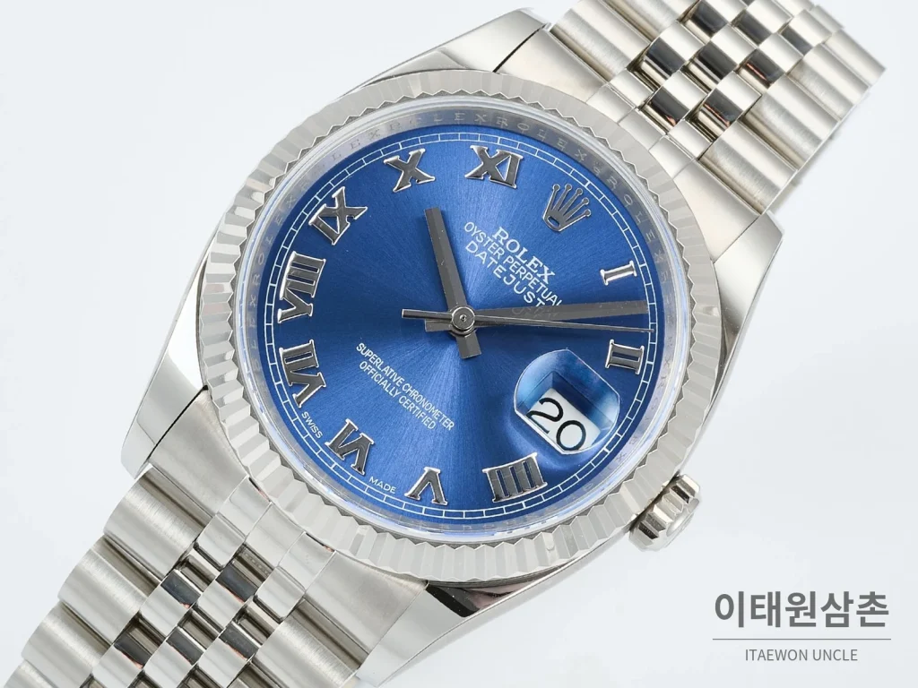 롤렉스 데이트저스트 36 904L 스틸 오토매틱 36mm 블루 다이얼