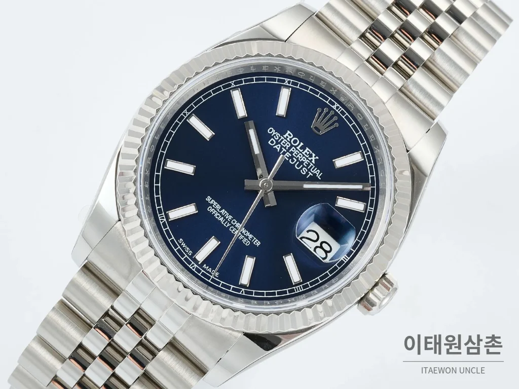 롤렉스 데이트저스트 36 904L 스틸 오토매틱 36mm 네이비 다이얼